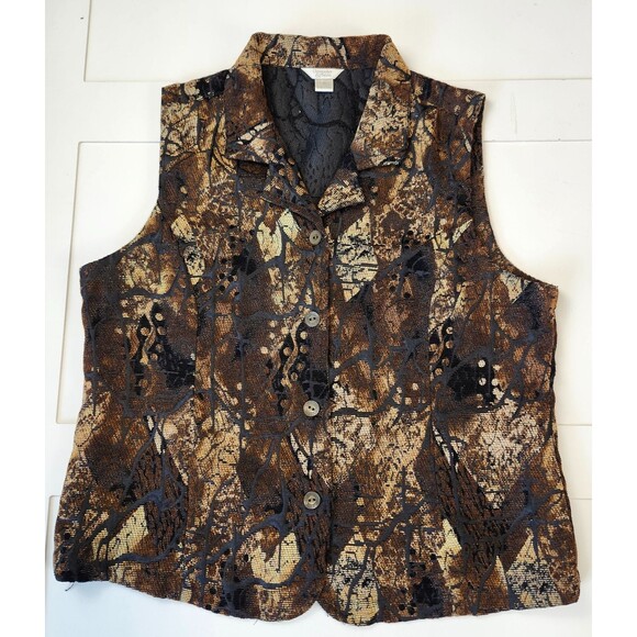 Christopher & Banks Brown Textured Button Front Vest XL - Picture 10 of 12